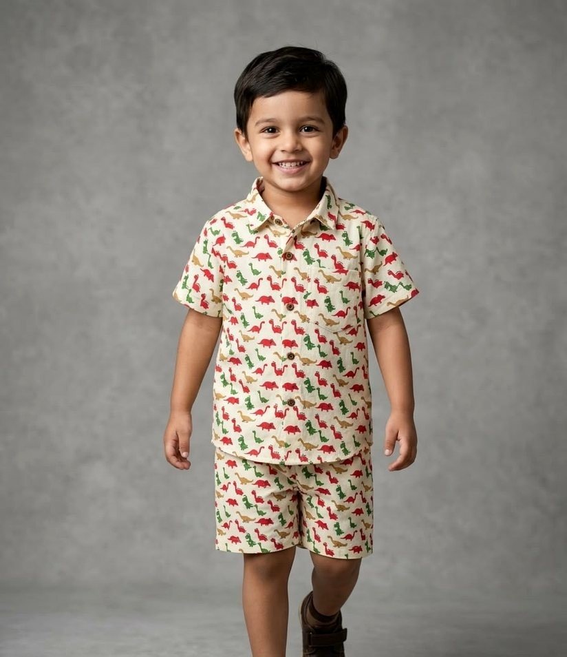 Multi Dinosaur Print Shirt & Shorts Set