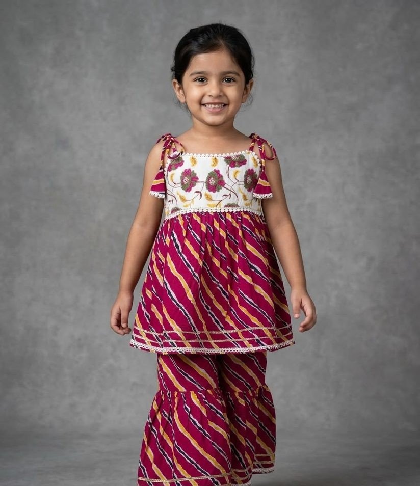 Embroidered Stripe Sharara
