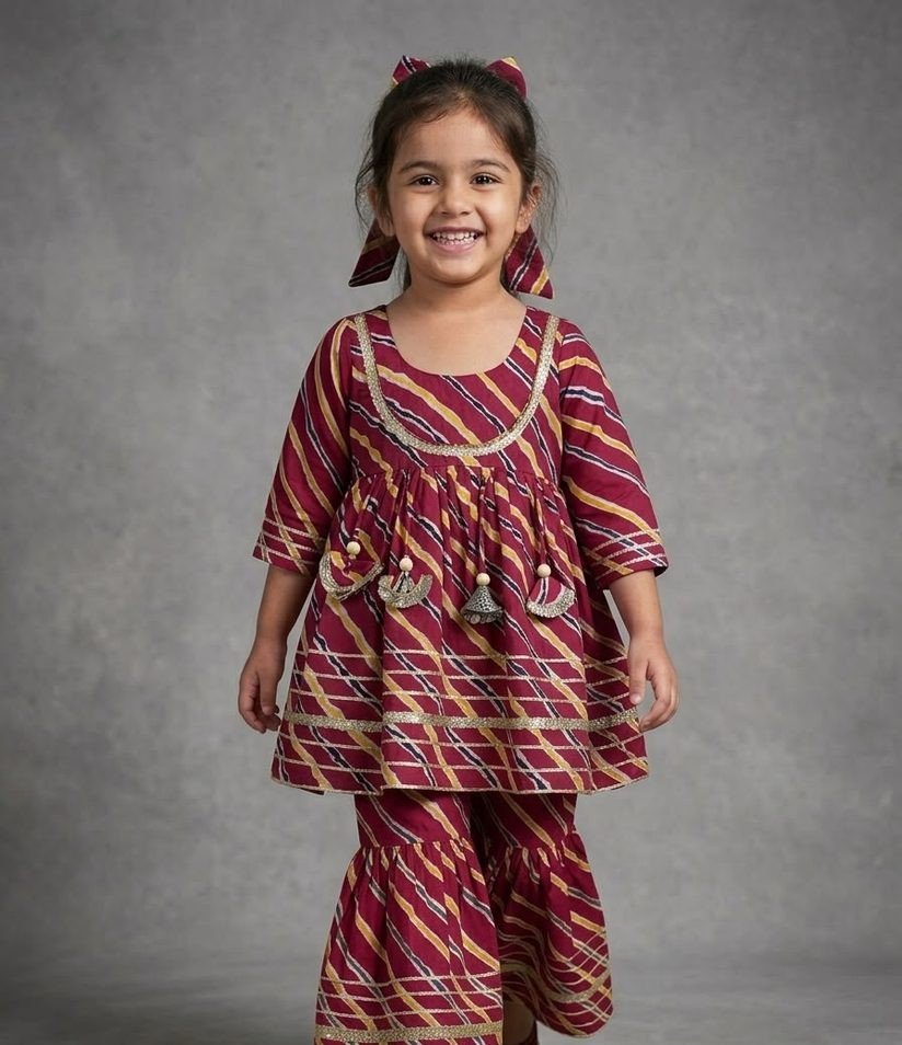 Leheriya Tassel Kurta Set