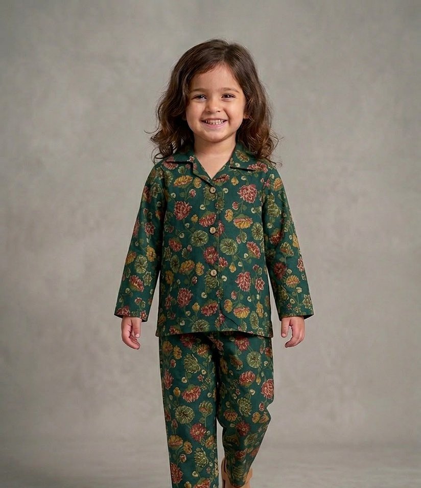 Kids Coordset - Forest Green Floral