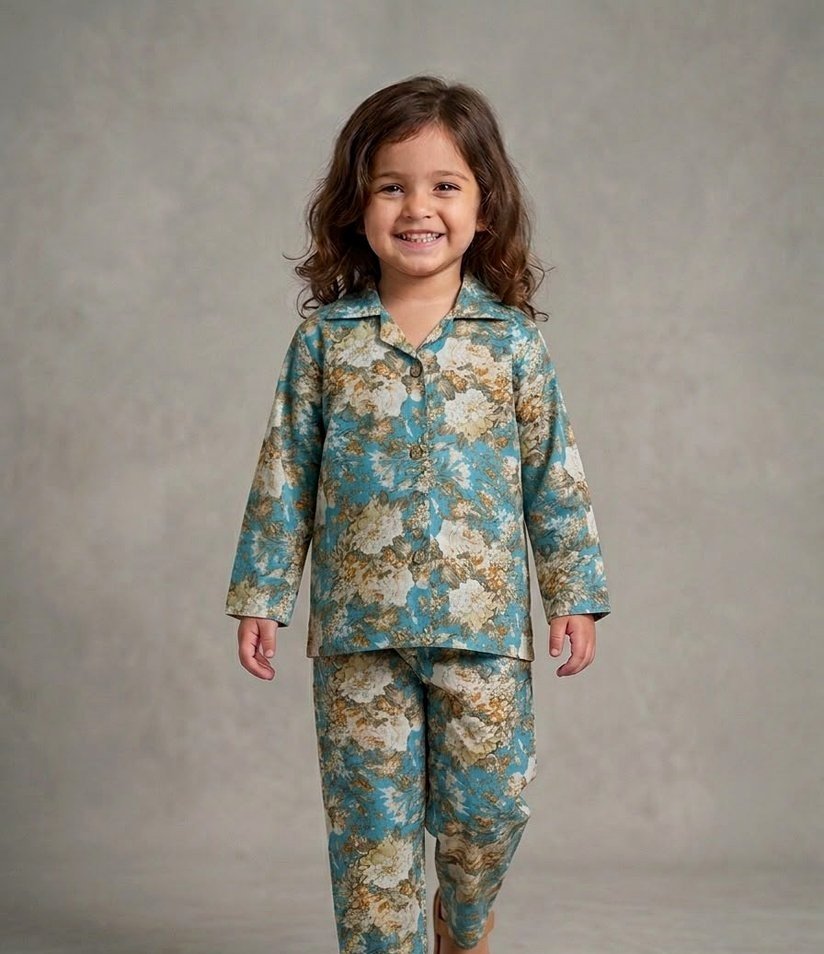 Kids Coordset - Teal Floral